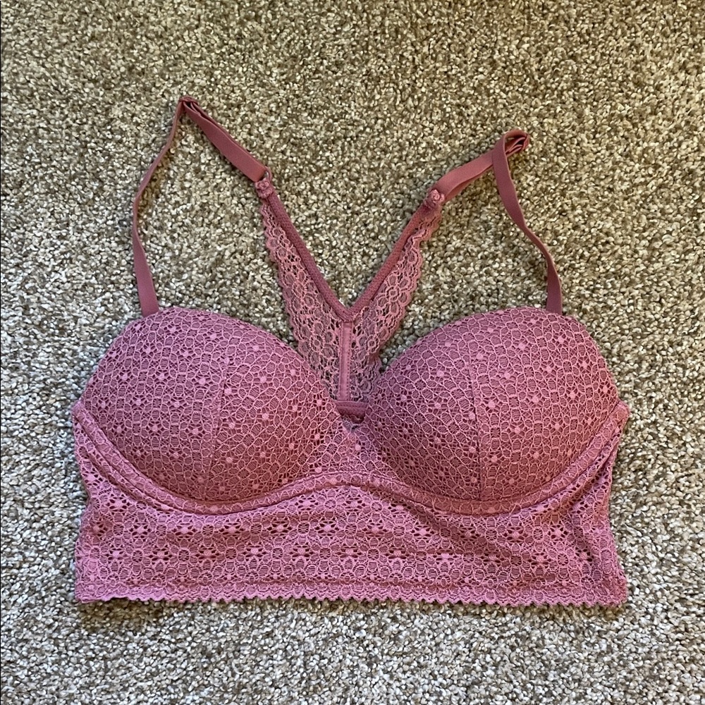 Victoria's Secret Dusty Rose Lace Longline Bralette